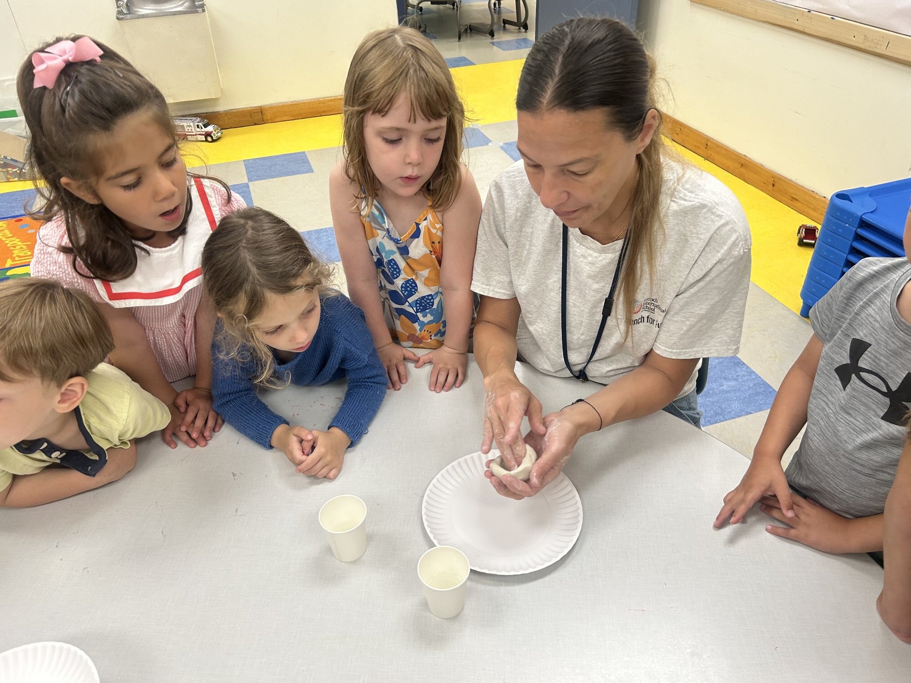 Young campers participating in a hands-on experiment